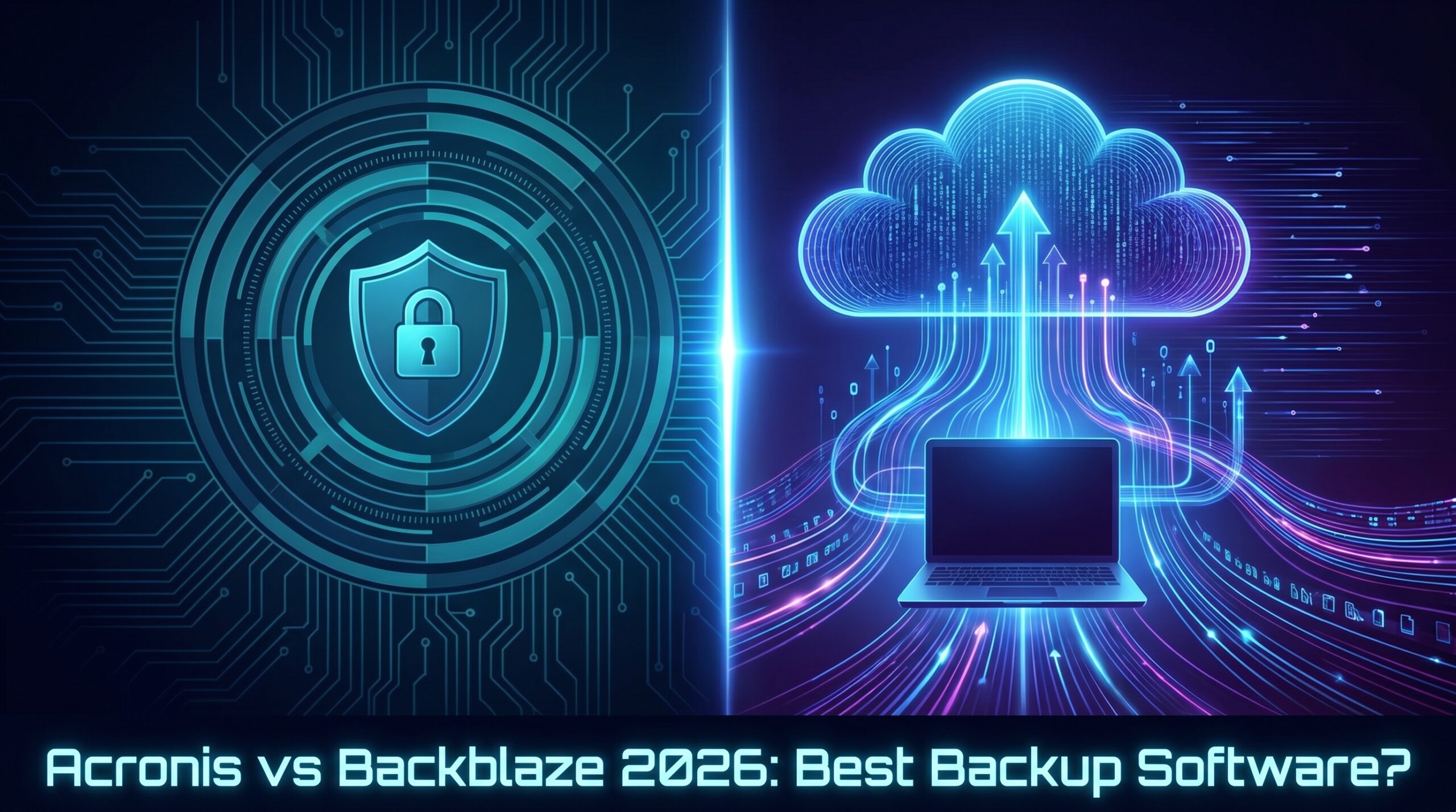 Acronis vs Backblaze 2026 — layered shield backup vs infinite cloud storage comparison illustration Apps Champ